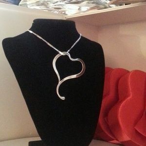 75mm Solid Flat Sterling Open Heart Pendant 3"+